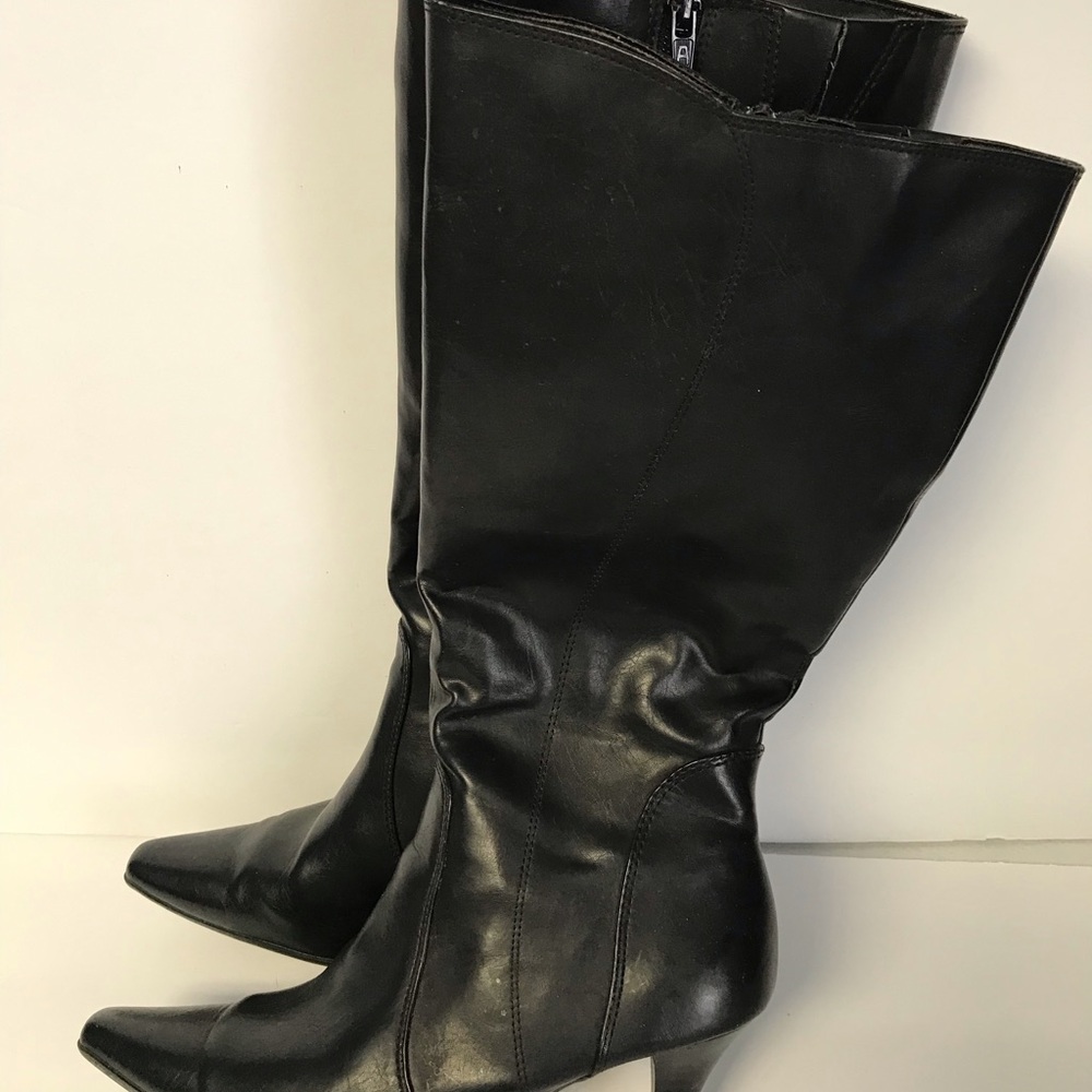 Black Leather Knee-High Boots